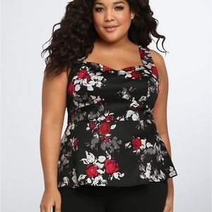 Floaral Sateen Peplum
